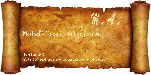Mohácsi Alojzia névjegykártya